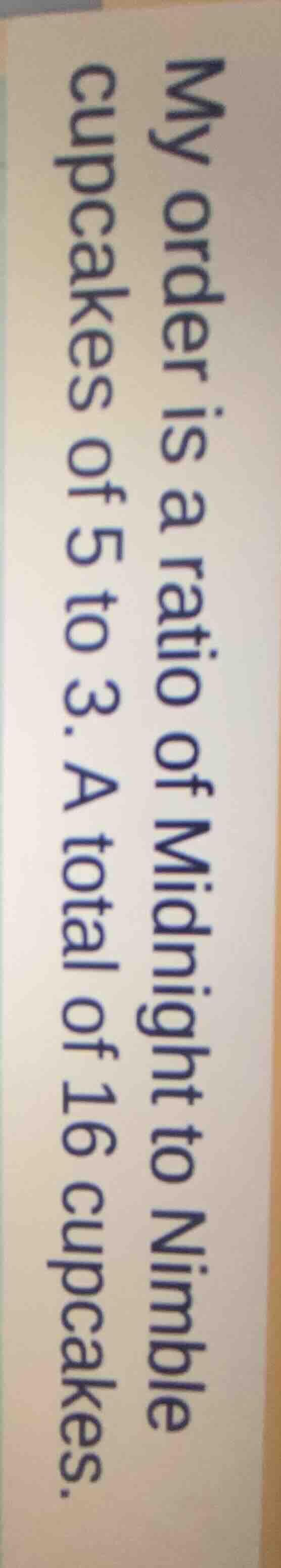 my order is a ratio of midnight to nimble cupcakes of 5 to 3. a total o…