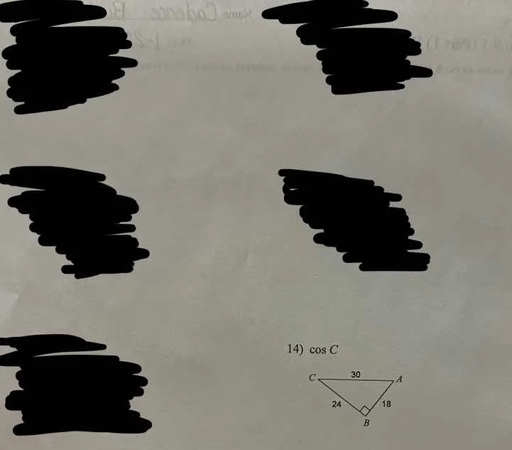 14) \\(cos c\\) \\(c\\)---30---\\(a\\) \\(c\\)---24---\\(b\\) (right an…