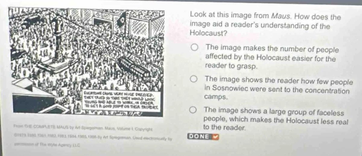 look at this image from maus. how does the image aid a readers understa…