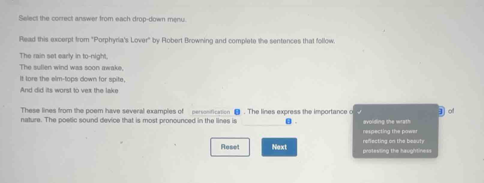 select the correct answer from each drop - down menu. read this excerpt…