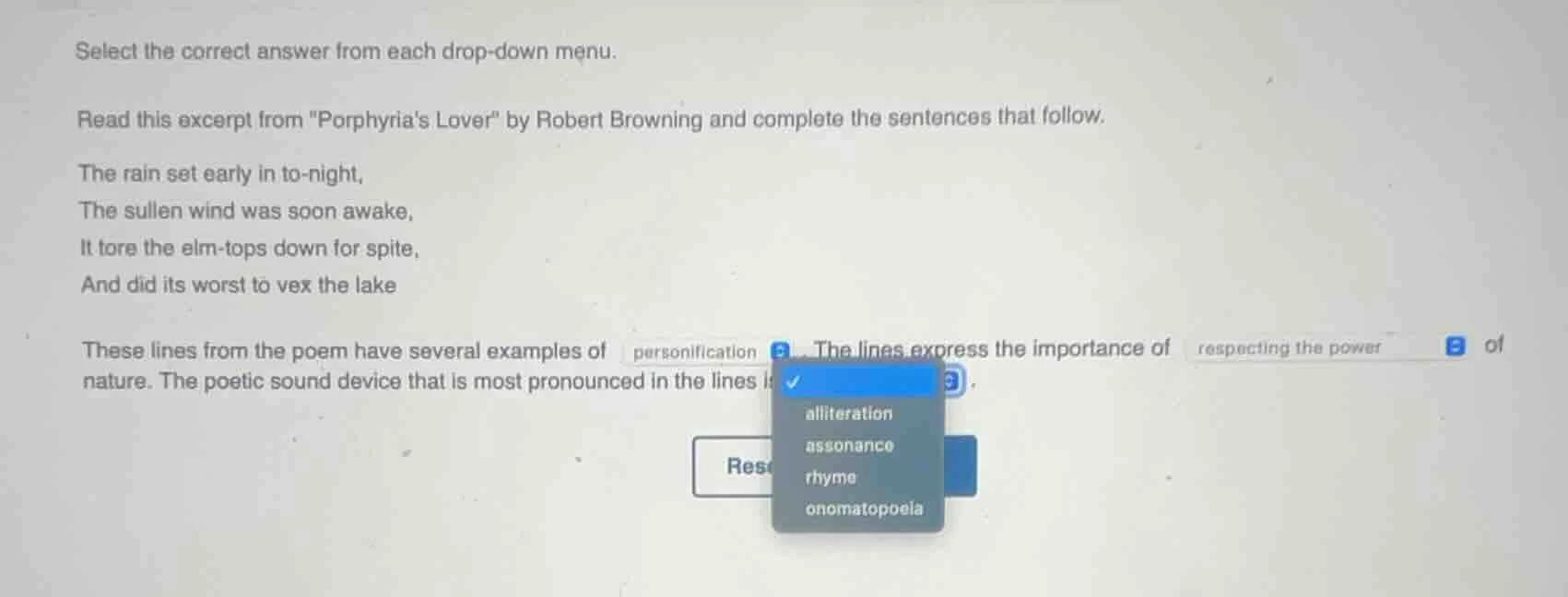 select the correct answer from each drop - down menu. read this excerpt…