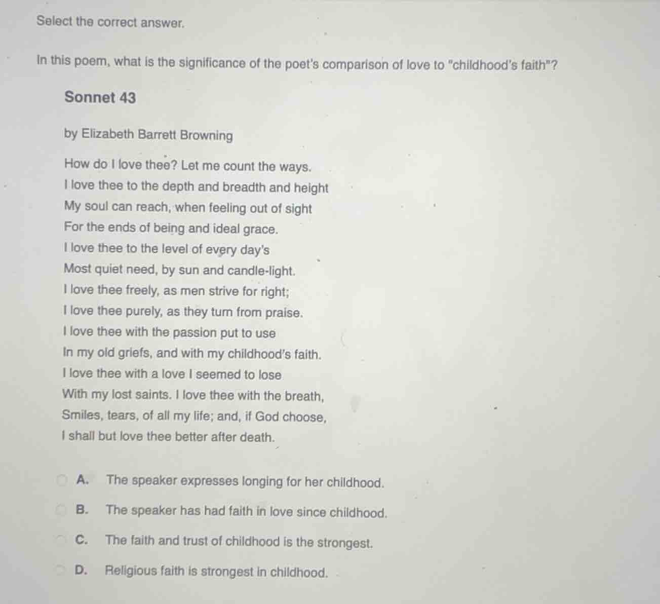 select the correct answer. in this poem, what is the significance of th…