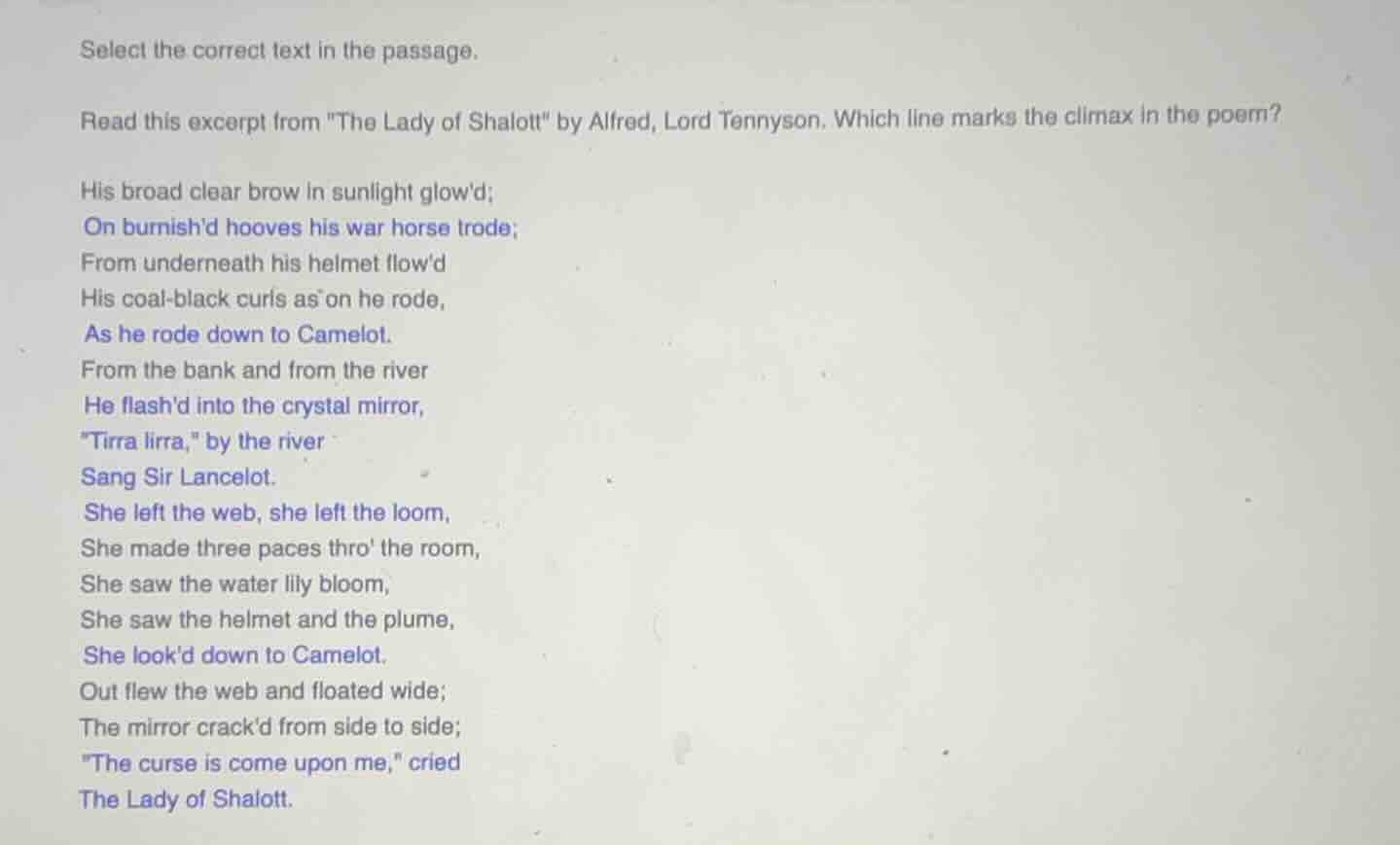 select the correct text in the passage. read this excerpt from \the lad…