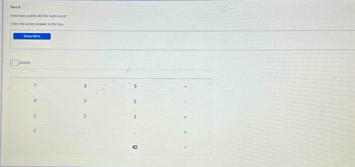 part b how many points did the team score? enter the correct answer in …