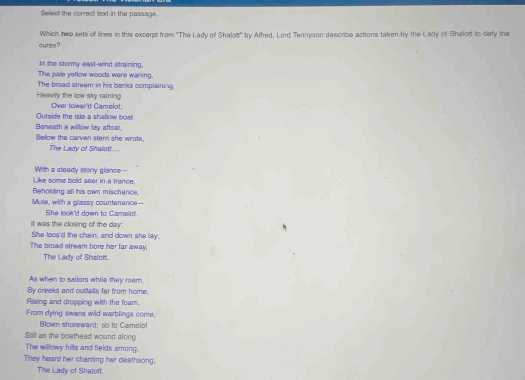 select the correct text in the passage. which two sets of lines in this…