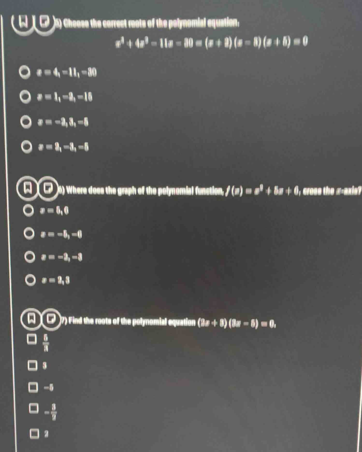 a) choose the correct roots of the polynomial equation: $x^3 + 4x^2 - 1…