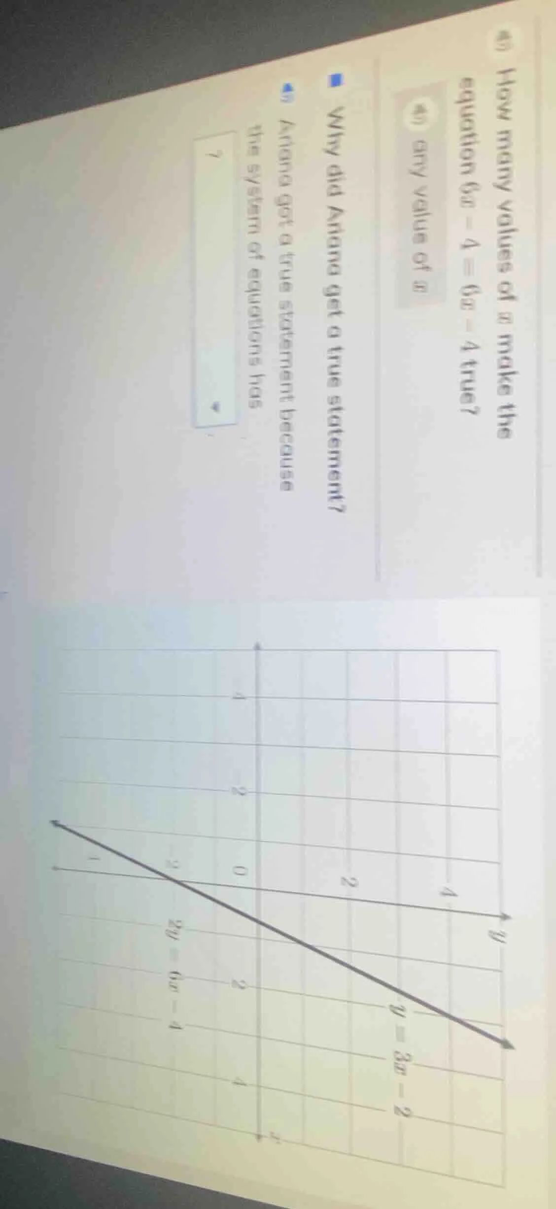 45 how many values of x make the equation 6x - 4 = 6x - 4 true? 45 any …