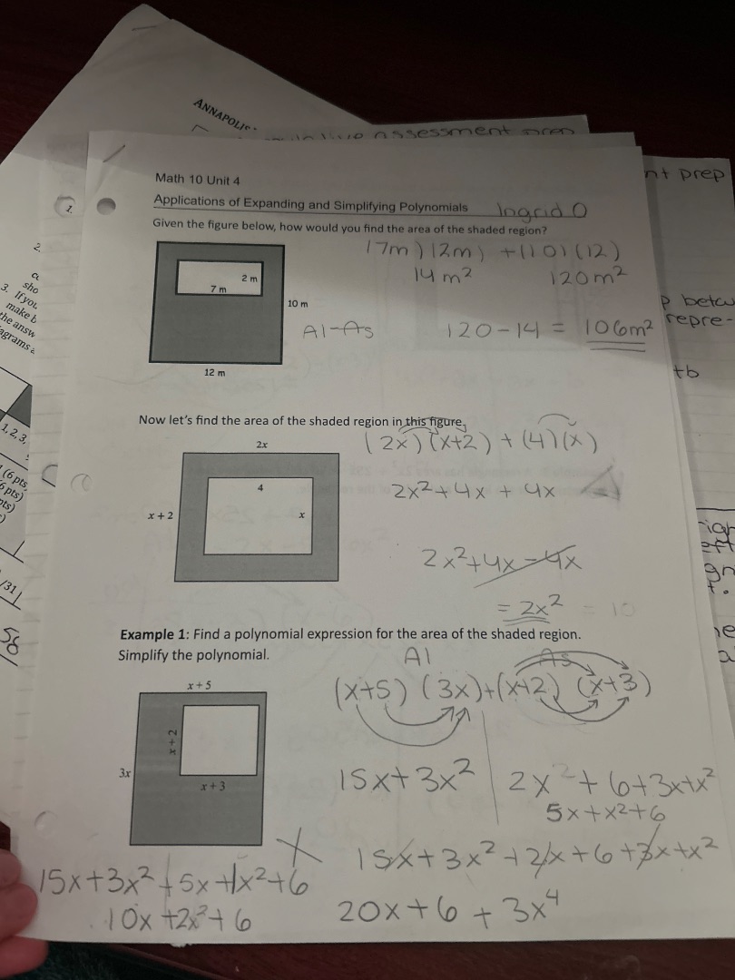 math 10 unit 4 applications of expanding and simplifying polynomials gi…
