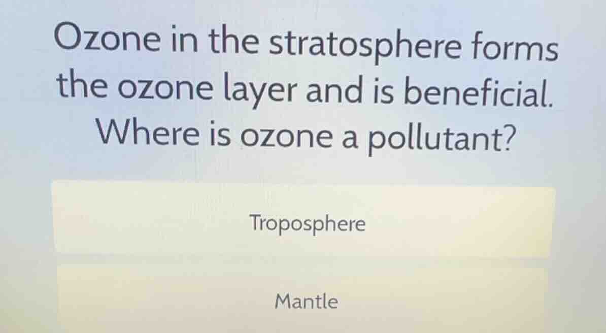 ozone in the stratosphere forms the ozone layer and is beneficial. wher…