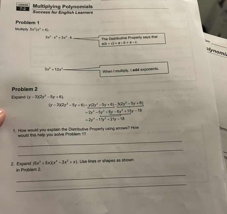lesson 7-2 multiplying polynomials success for english learners problem…