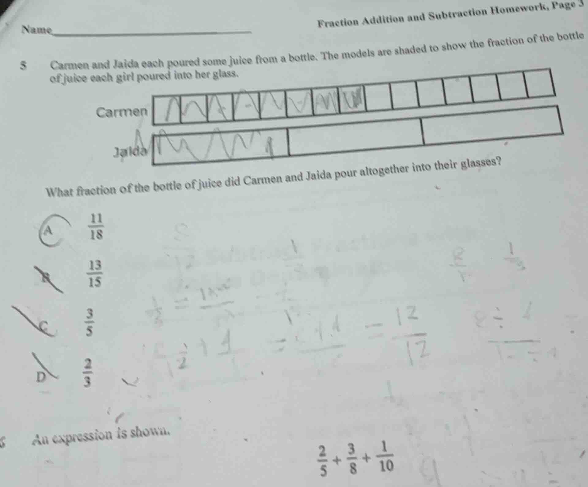 5 carmen and jaida each poured some juice from a bottle. the models are…