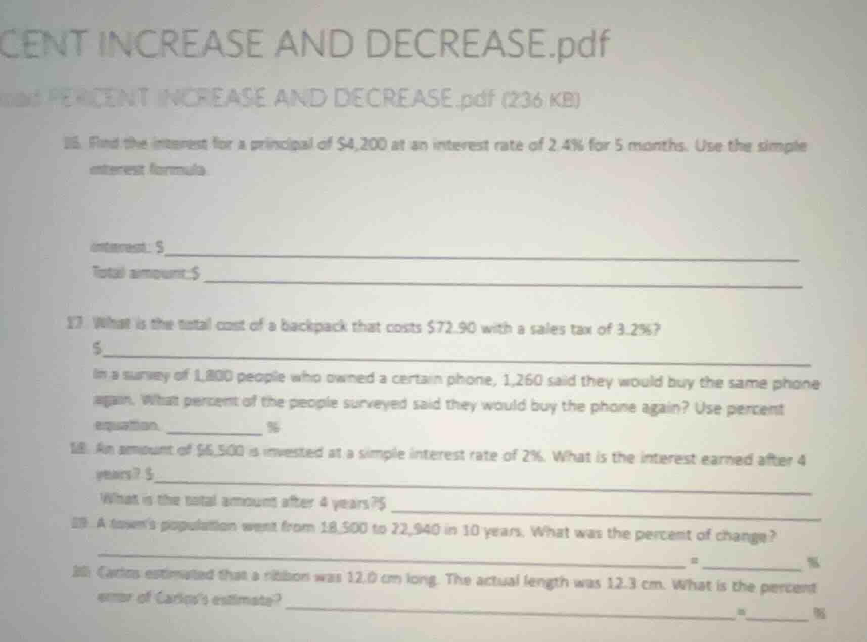 16. find the interest for a principal of $4,200 at an interest rate of …