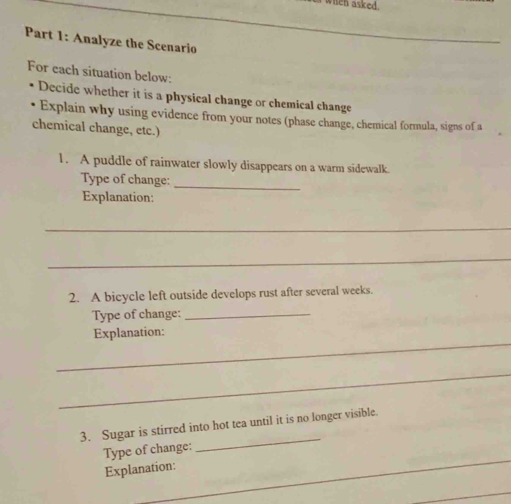 part 1: analyze the scenario for each situation below: - decide whether…