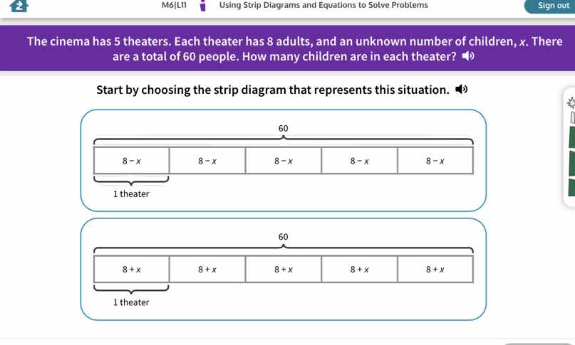the cinema has 5 theaters. each theater has 8 adults, and an unknown nu…