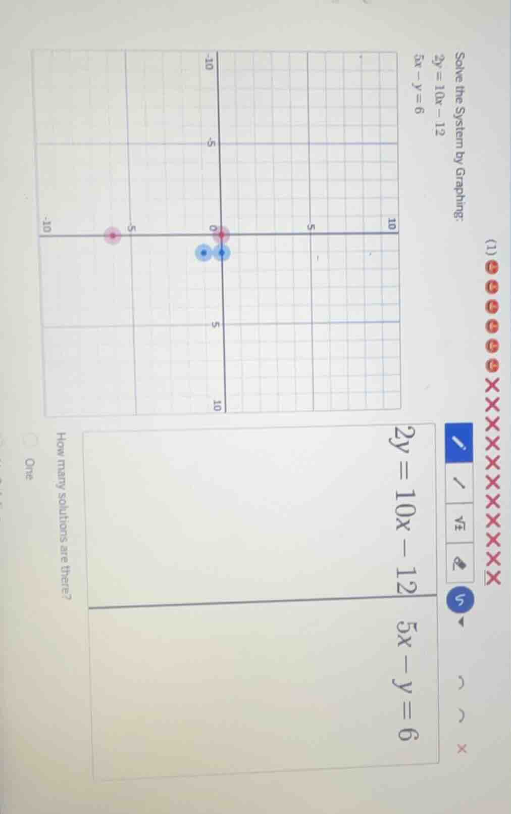 solve the system by graphing: \\(2y = 10x - 12\\) \\(5x - y = 6\\) how …