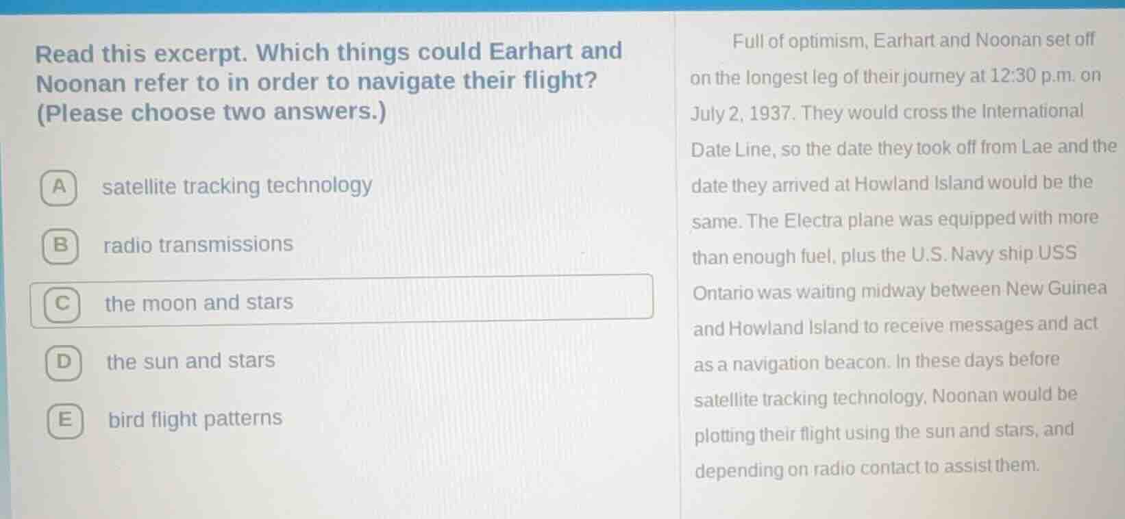 read this excerpt. which things could earhart and noonan refer to in or…