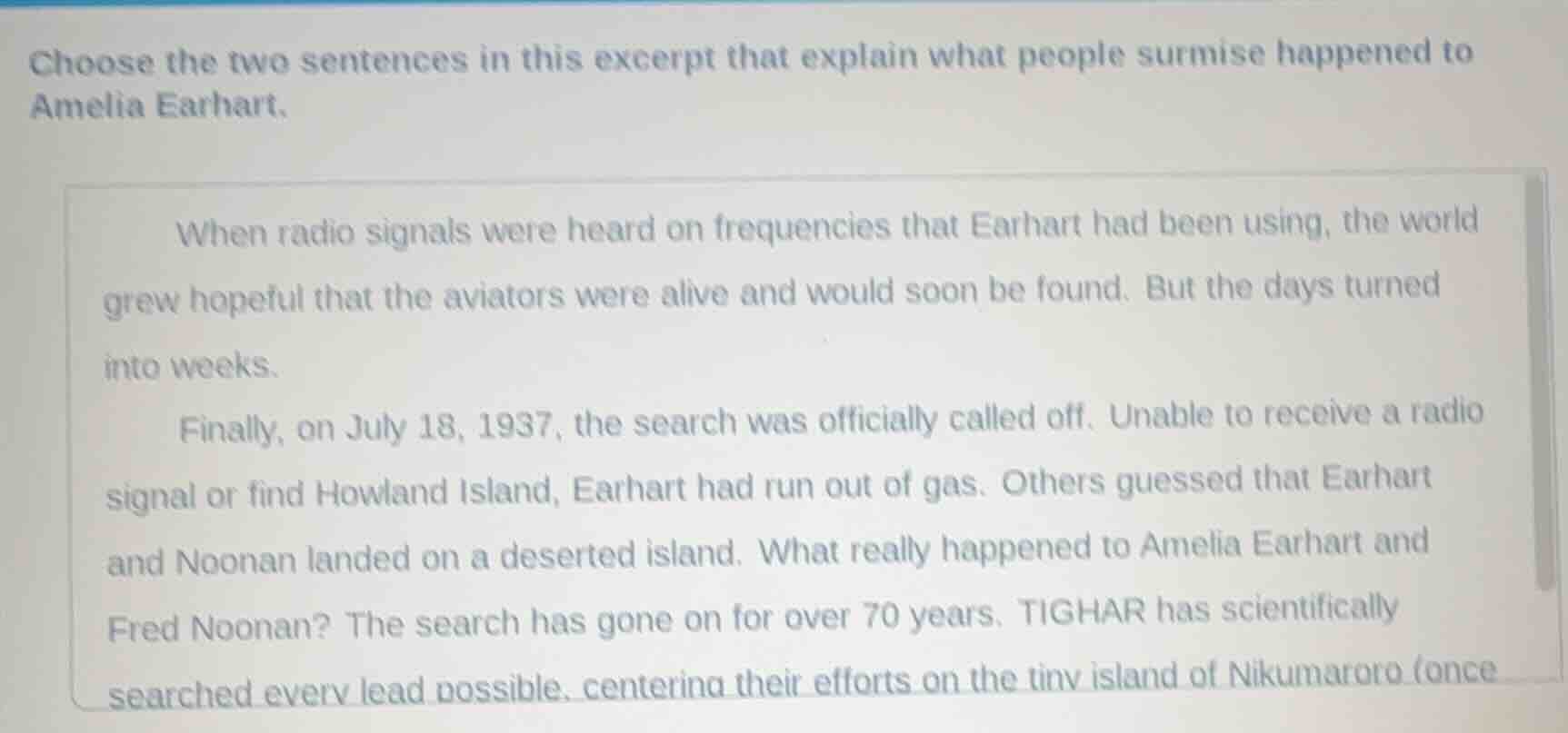 choose the two sentences in this excerpt that explain what people surmi…