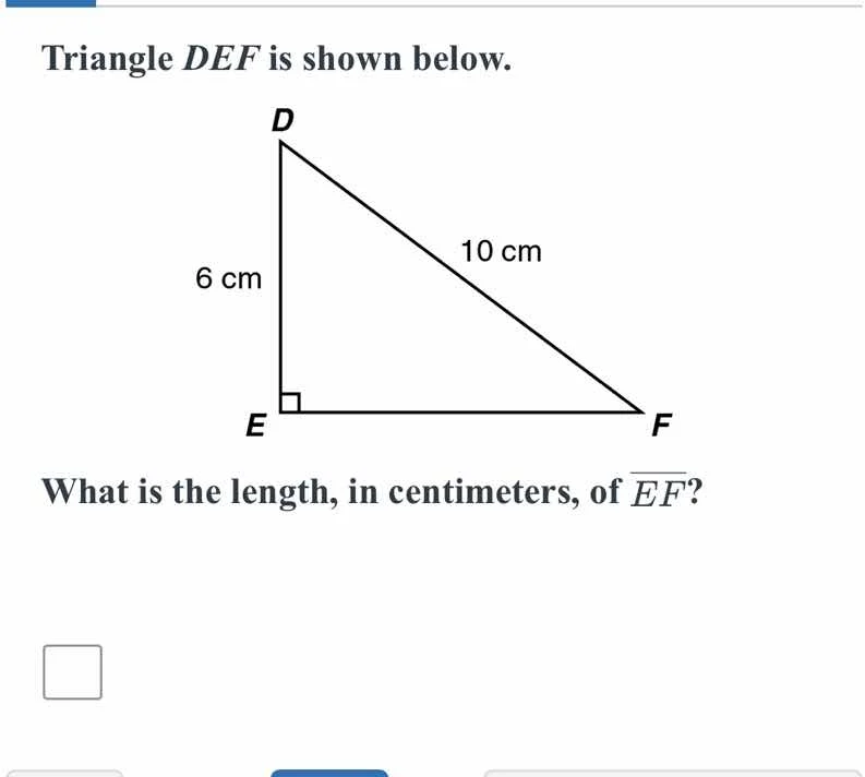 triangle def is shown below. what is the length, in centimeters, of \\(…