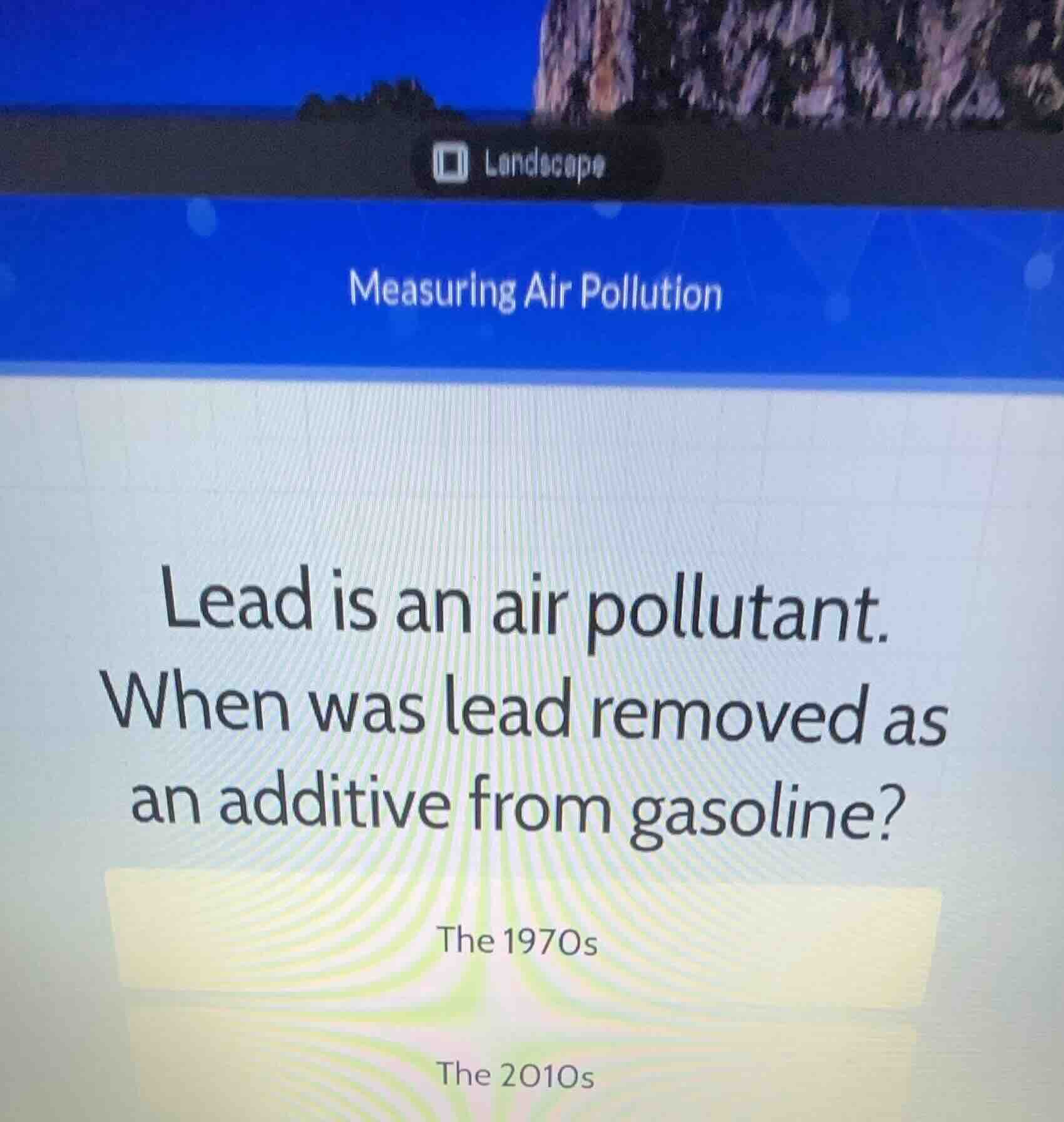 measuring air pollution lead is an air pollutant. when was lead removed…