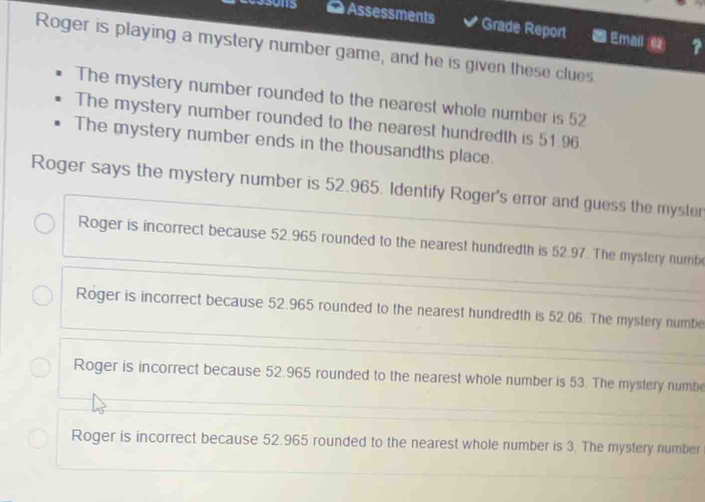 roger is playing a mystery number game, and he is given these clues - t…