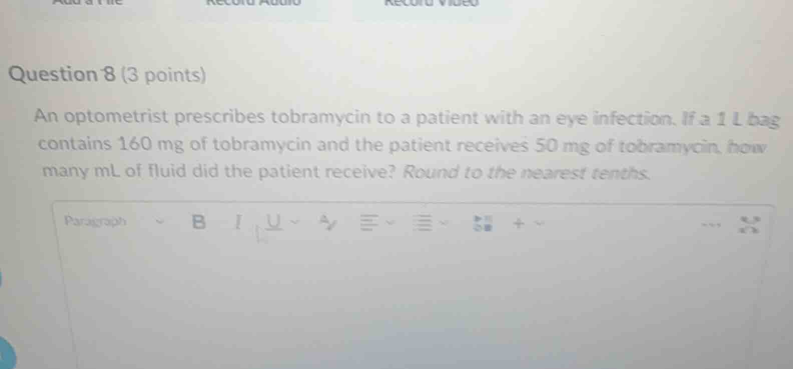 question 8 (3 points) an optometrist prescribes tobramycin to a patient…