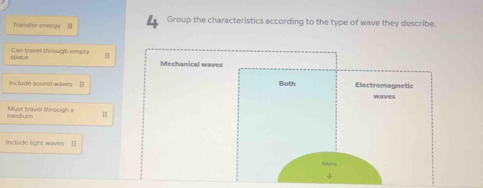 4 group the characteristics according to the type of wave they describe…