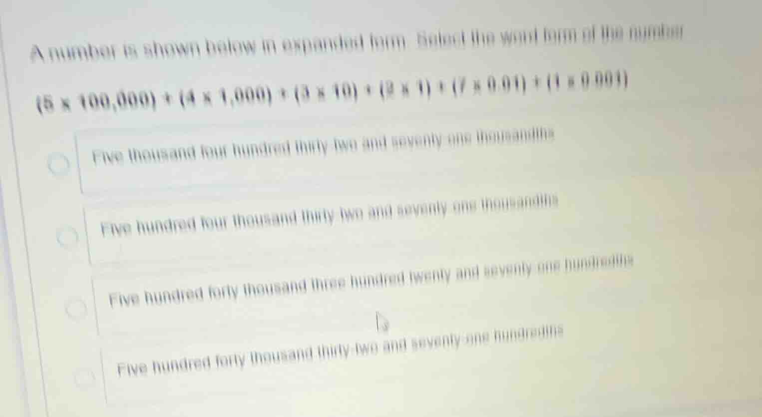 a number is shown below in expanded form. select the word form of the n…