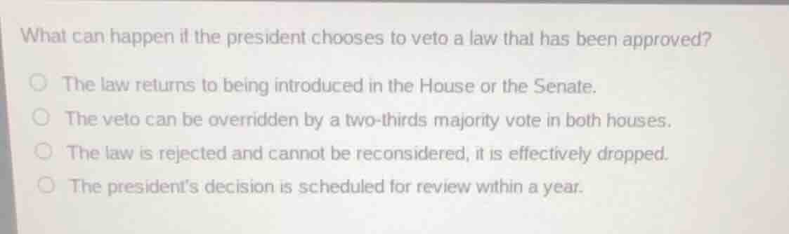 what can happen if the president chooses to veto a law that has been ap…