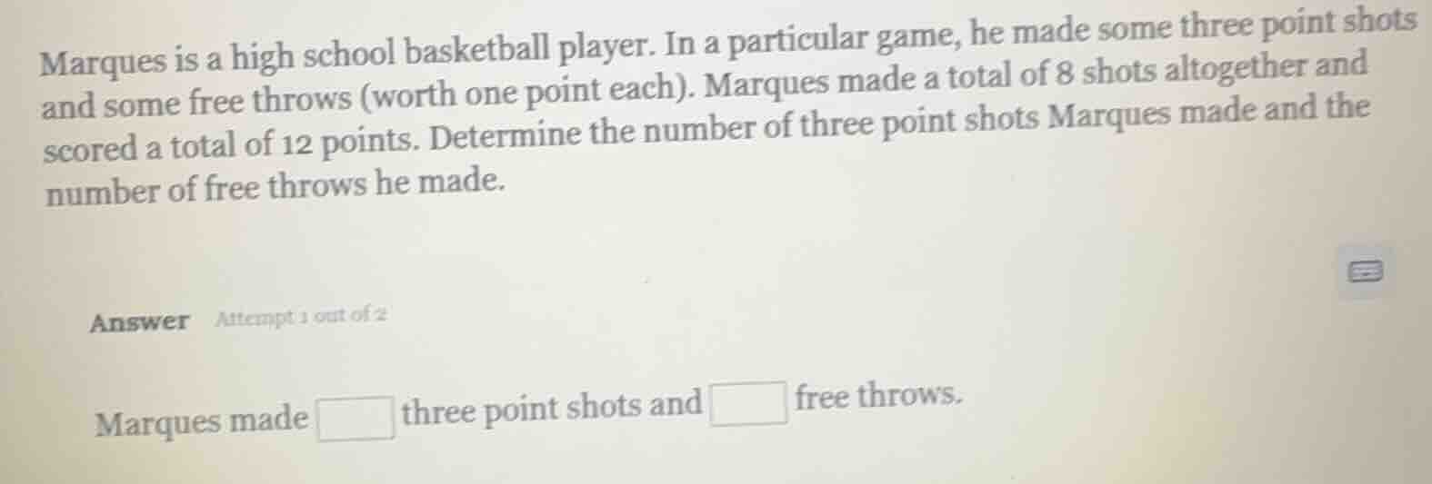 marques is a high school basketball player. in a particular game, he ma…