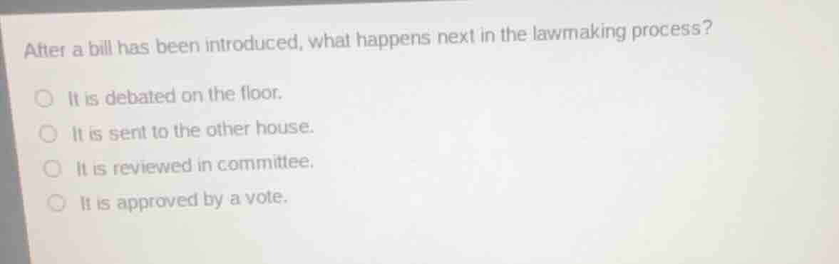 after a bill has been introduced, what happens next in the lawmaking pr…