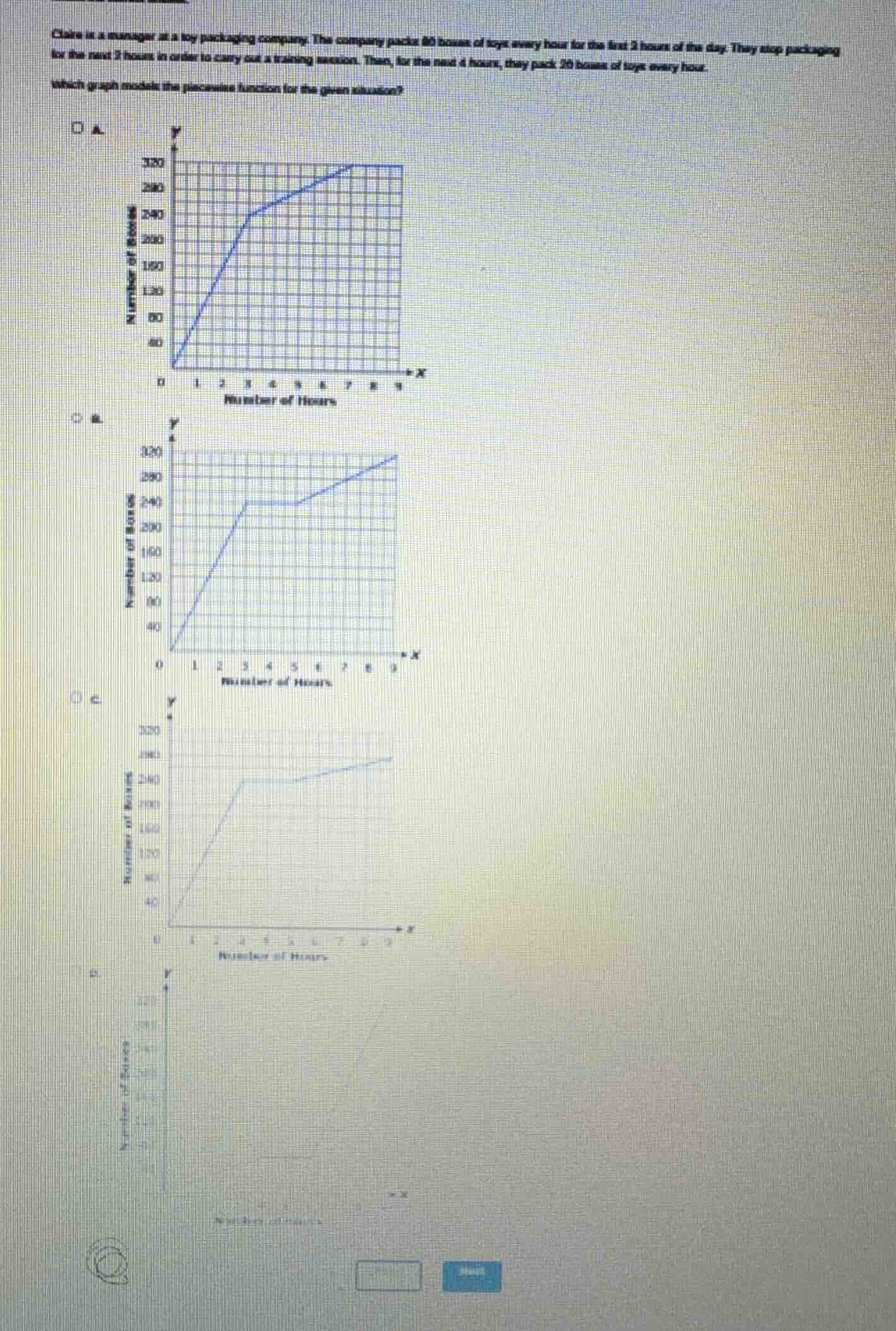 olive is a manager at a toy packaging company. the company packs 80 box…