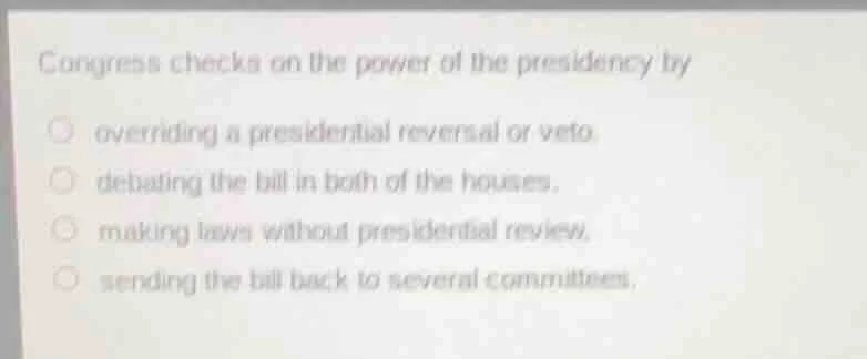 congress checks on the power of the presidency try overriding a preside…
