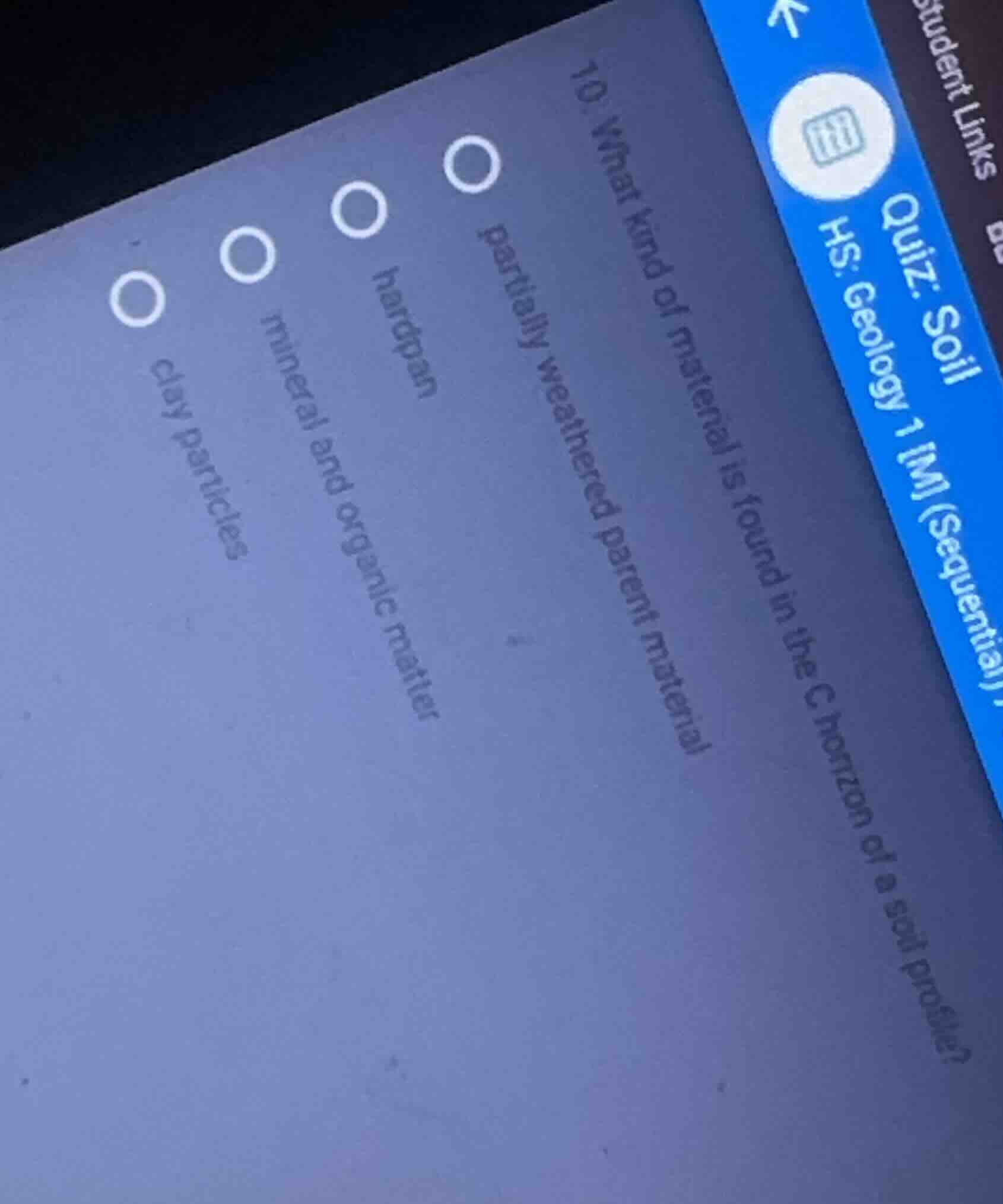 10. what kind of material is found in the c horizon of a soil profile? …