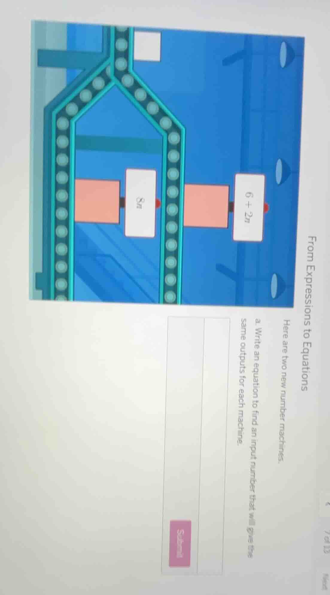 from expressions to equations here are two new number machines. a. writ…
