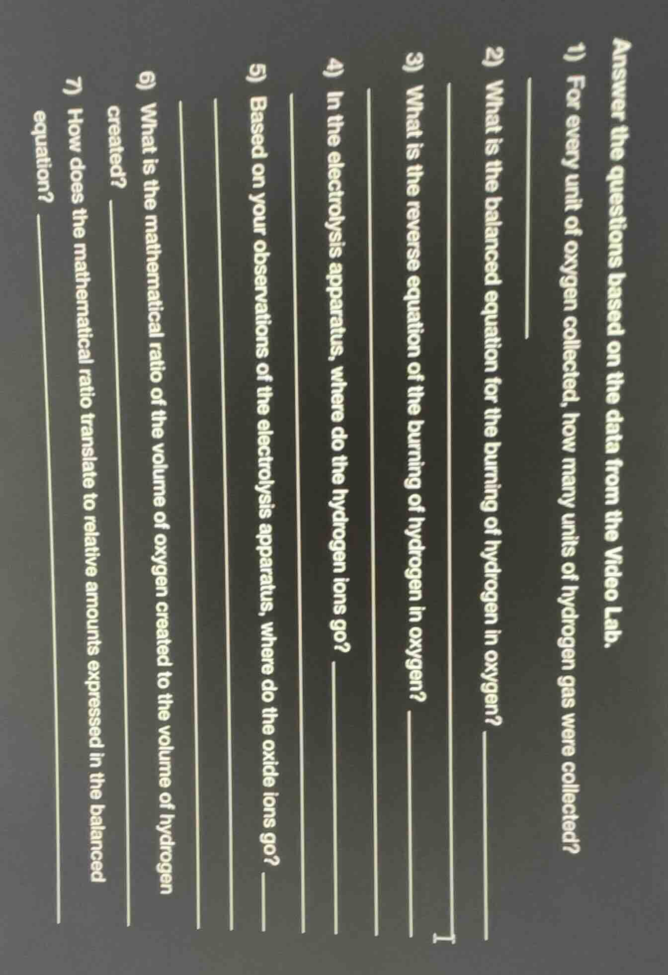 answer the questions based on the data from the video lab. 1) for every…