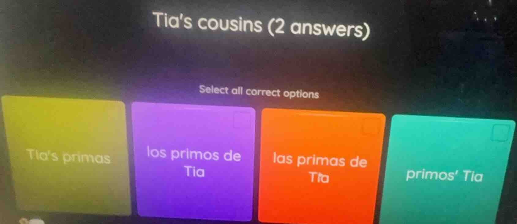 tias cousins (2 answers) select all correct options tias primas los pri…