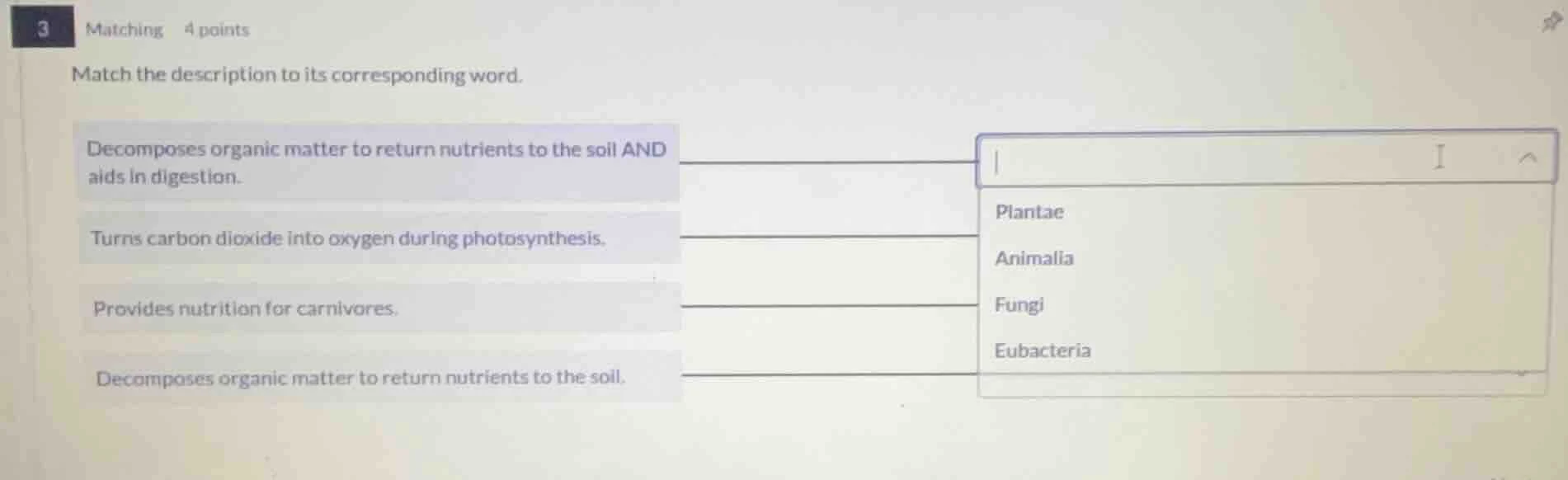 3 matching 4 points match the description to its corresponding word. de…