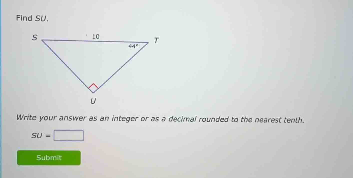 find su. write your answer as an integer or as a decimal rounded to the…