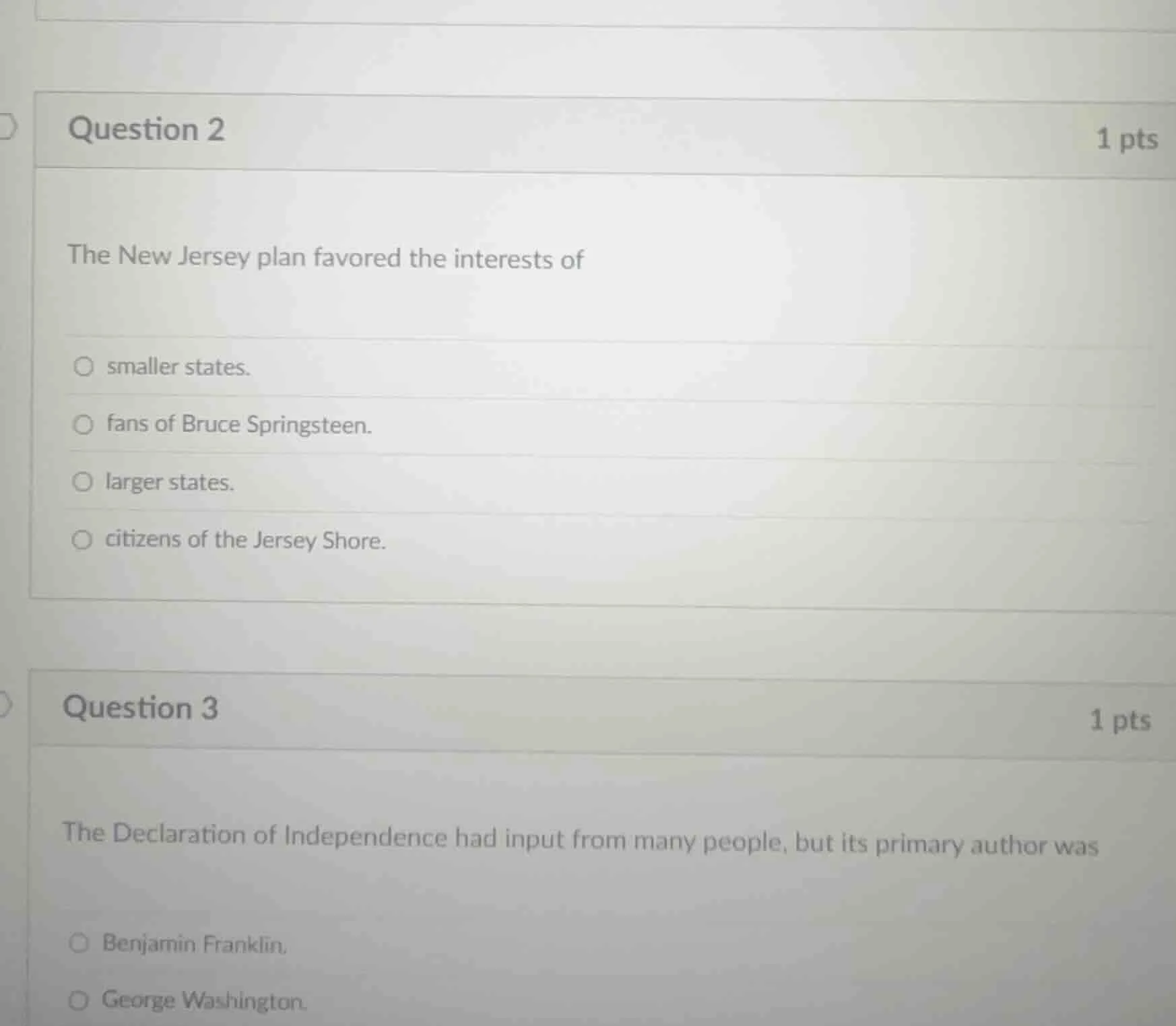 question 2 1 pts the new jersey plan favored the interests of smaller s…
