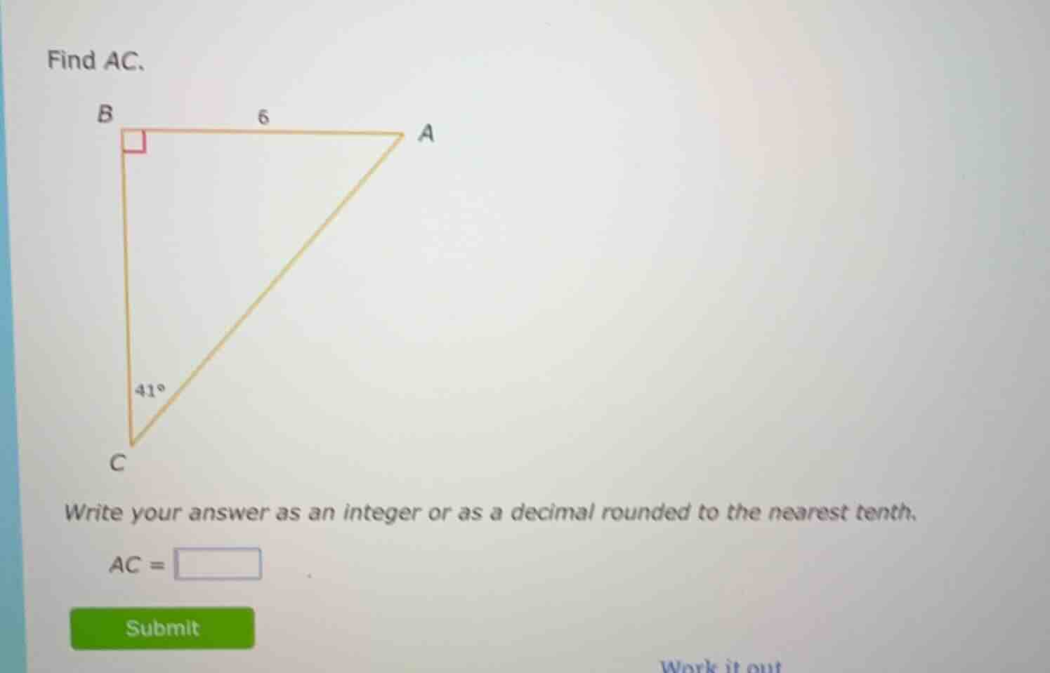 find ac. write your answer as an integer or as a decimal rounded to the…