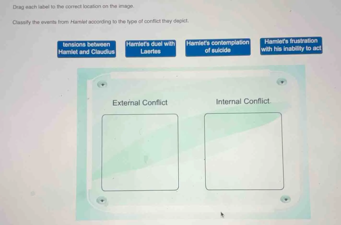 drag each label to the correct location on the image. classify the even…