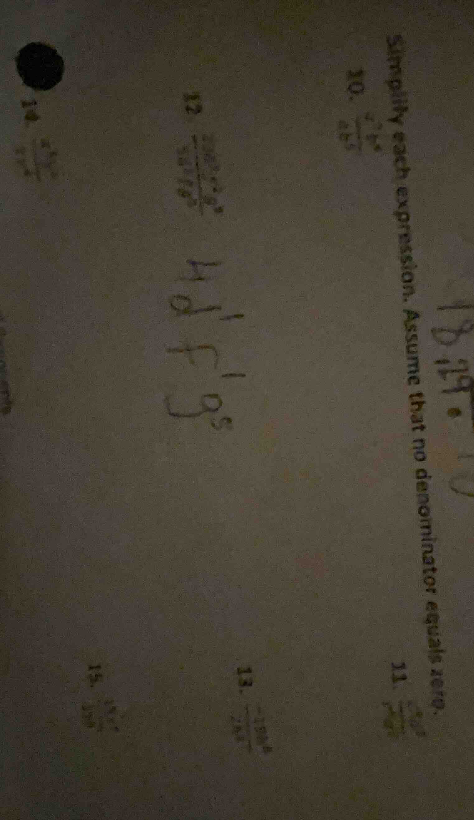 simplify each expression. assume that no denominator equals zero. 10. \…