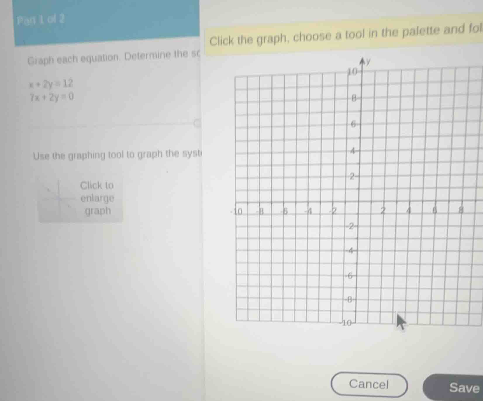part 1 of 2 graph each equation. determine the sc $x + 2y = 12$ $7x + 2…