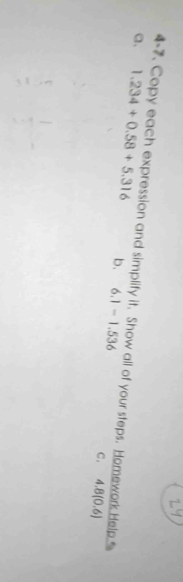 4-7. copy each expression and simplify it. show all of your steps. home…