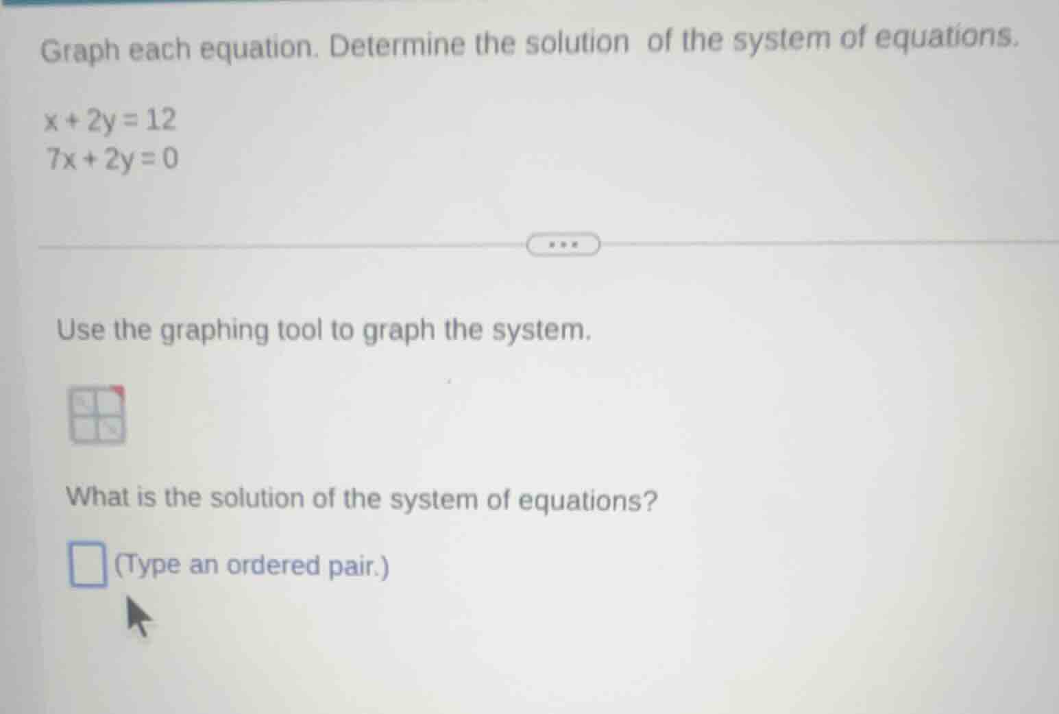 graph each equation. determine the solution of the system of equations.…