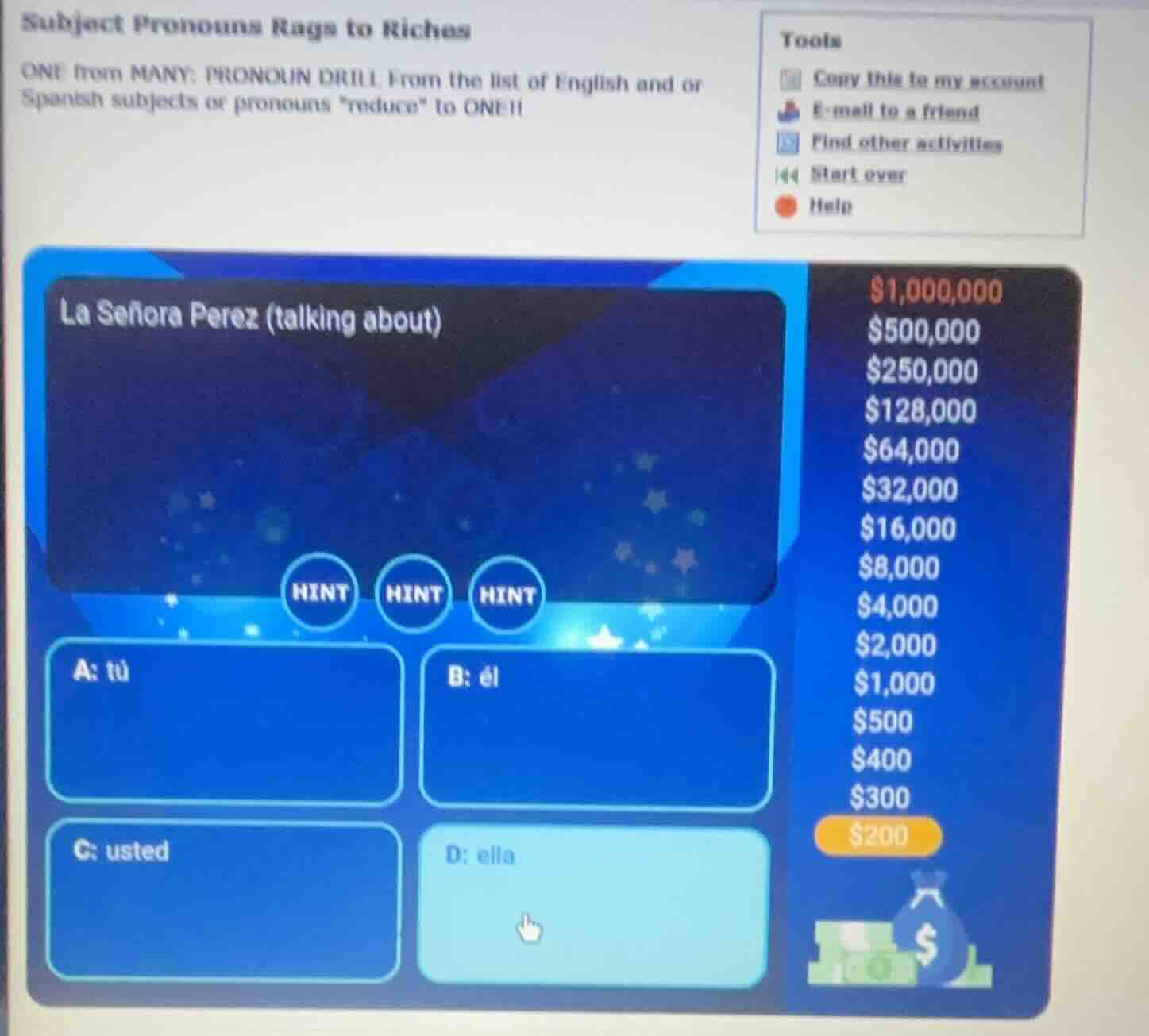 subject pronouns rags to riches one from many: pronoun drill from the l…