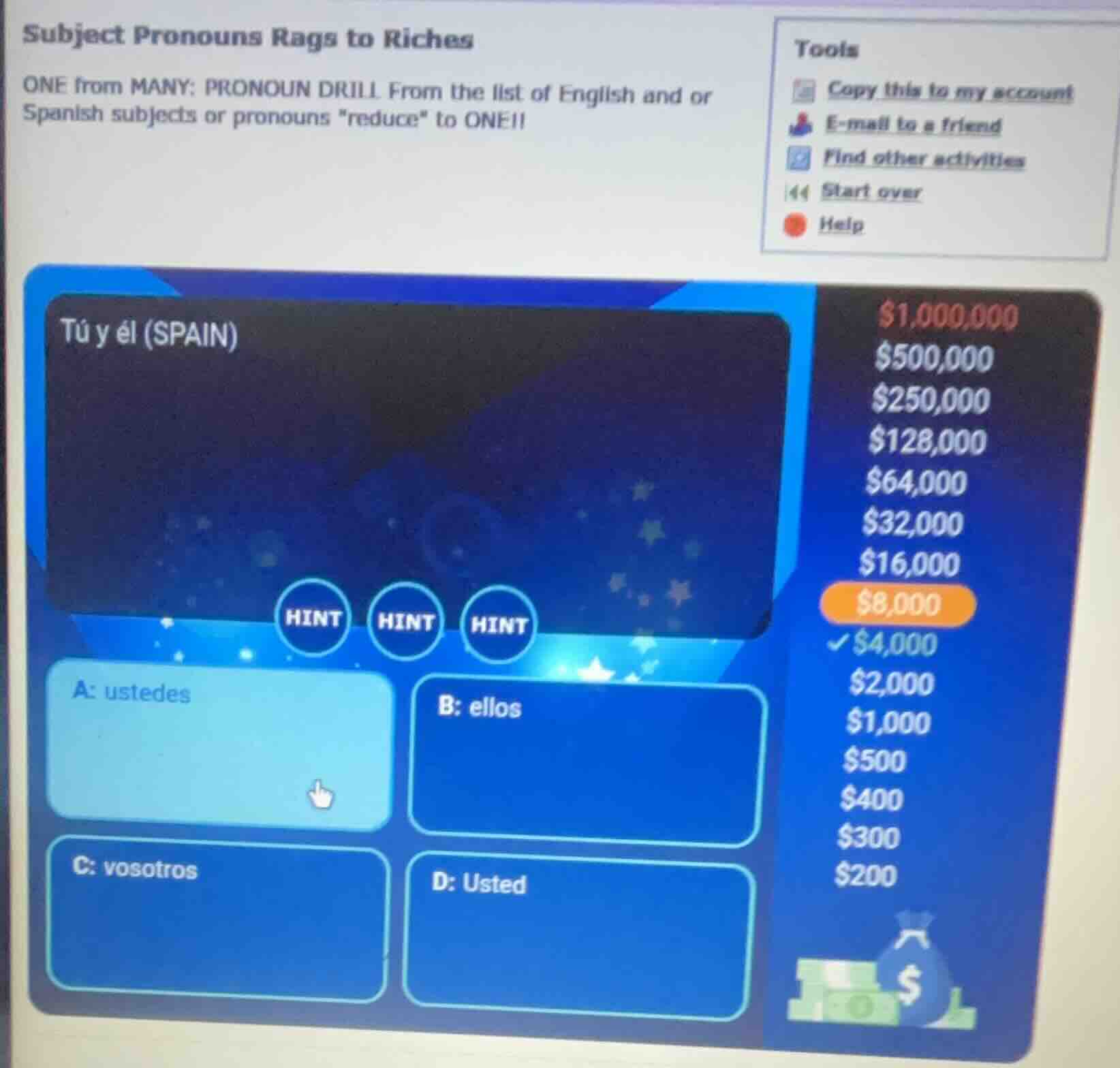 subject pronouns rags to riches one from many: pronoun drill from the l…