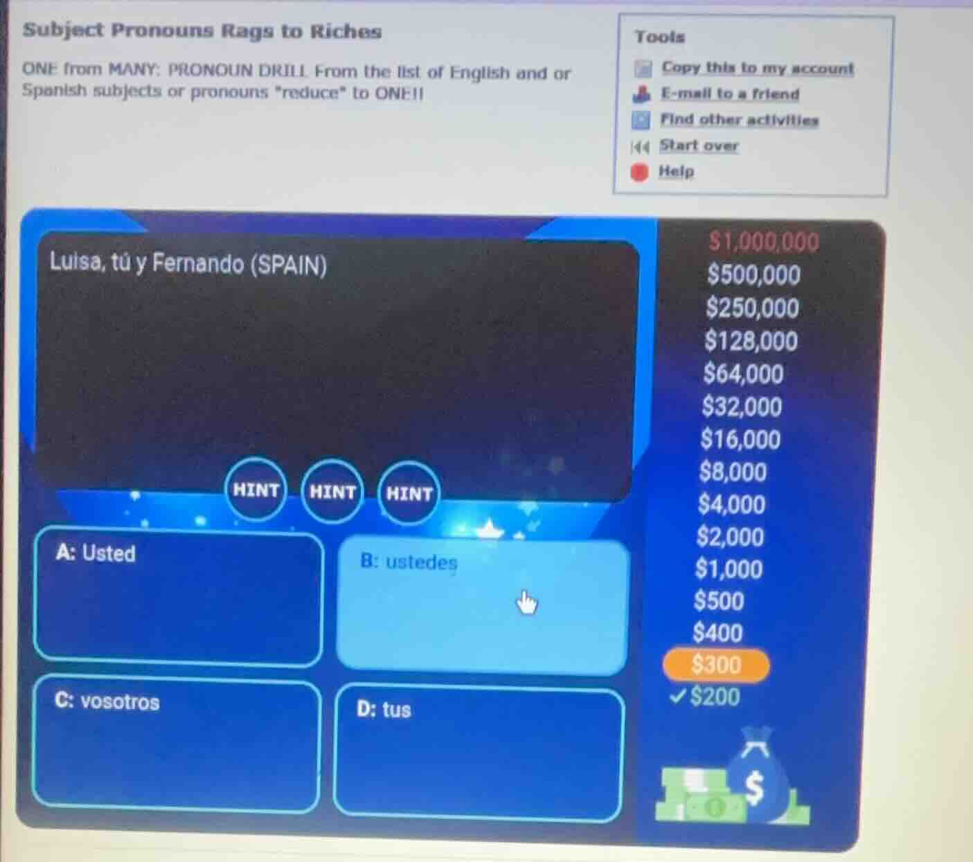 subject pronouns rags to riches one from many: pronoun drill from the l…