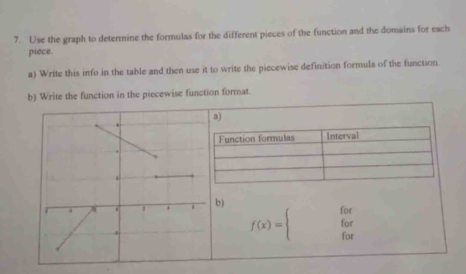 7. use the graph to determine the formulas for the different pieces of …