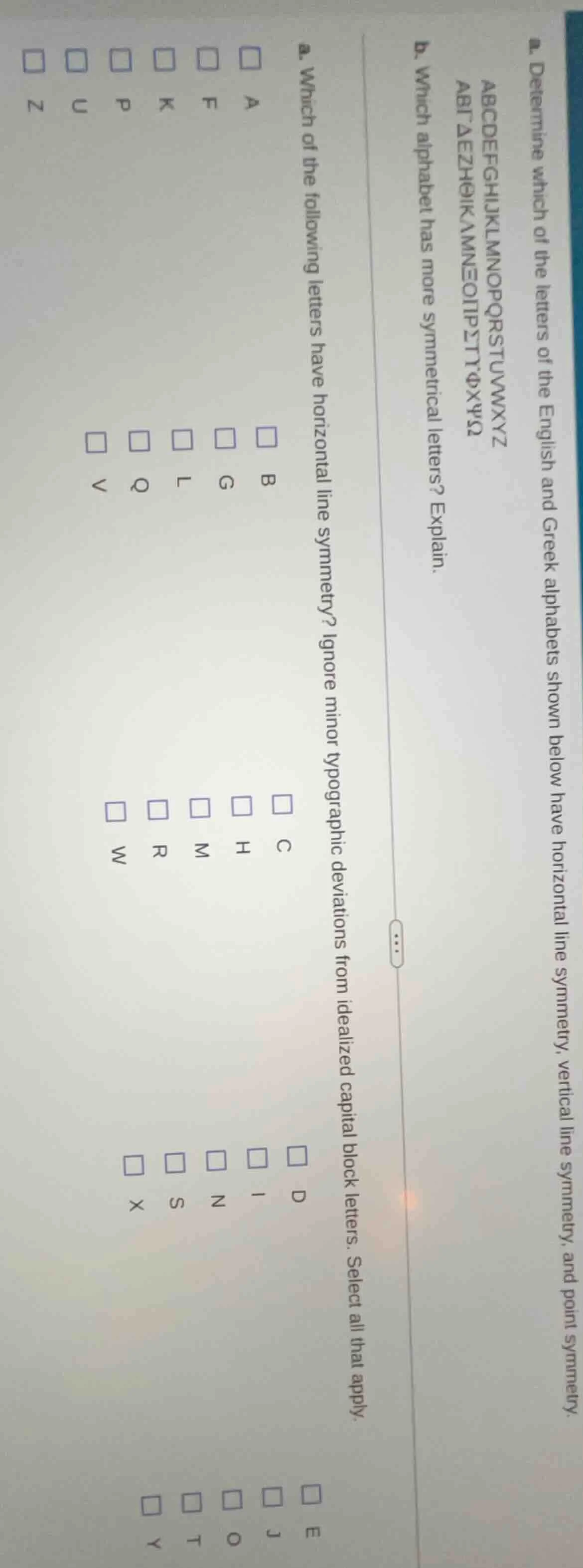 2. determine which of the letters of the english and greek alphabets sh…